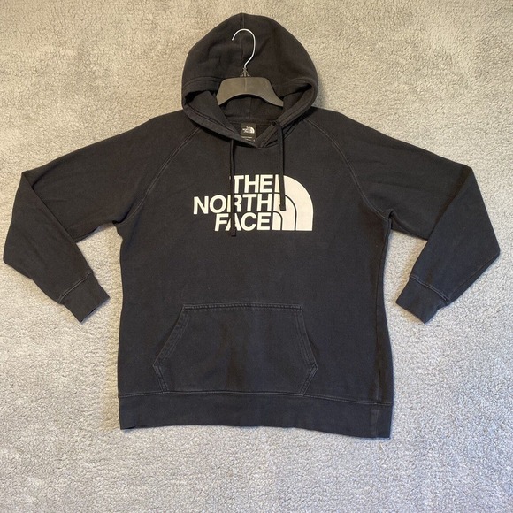 The North Face Tops - The North Face Hoodie Womens XL Black Full Zip Big White Logo Hiking Outdoor